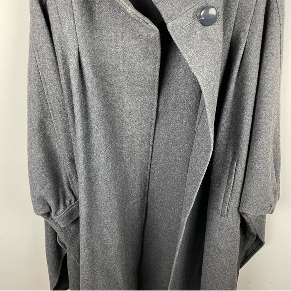 Vintage 80s Made in USA Heavy Trench Wool Coat w/Side Slits 2 Front Pockets - Picture 3 of 11